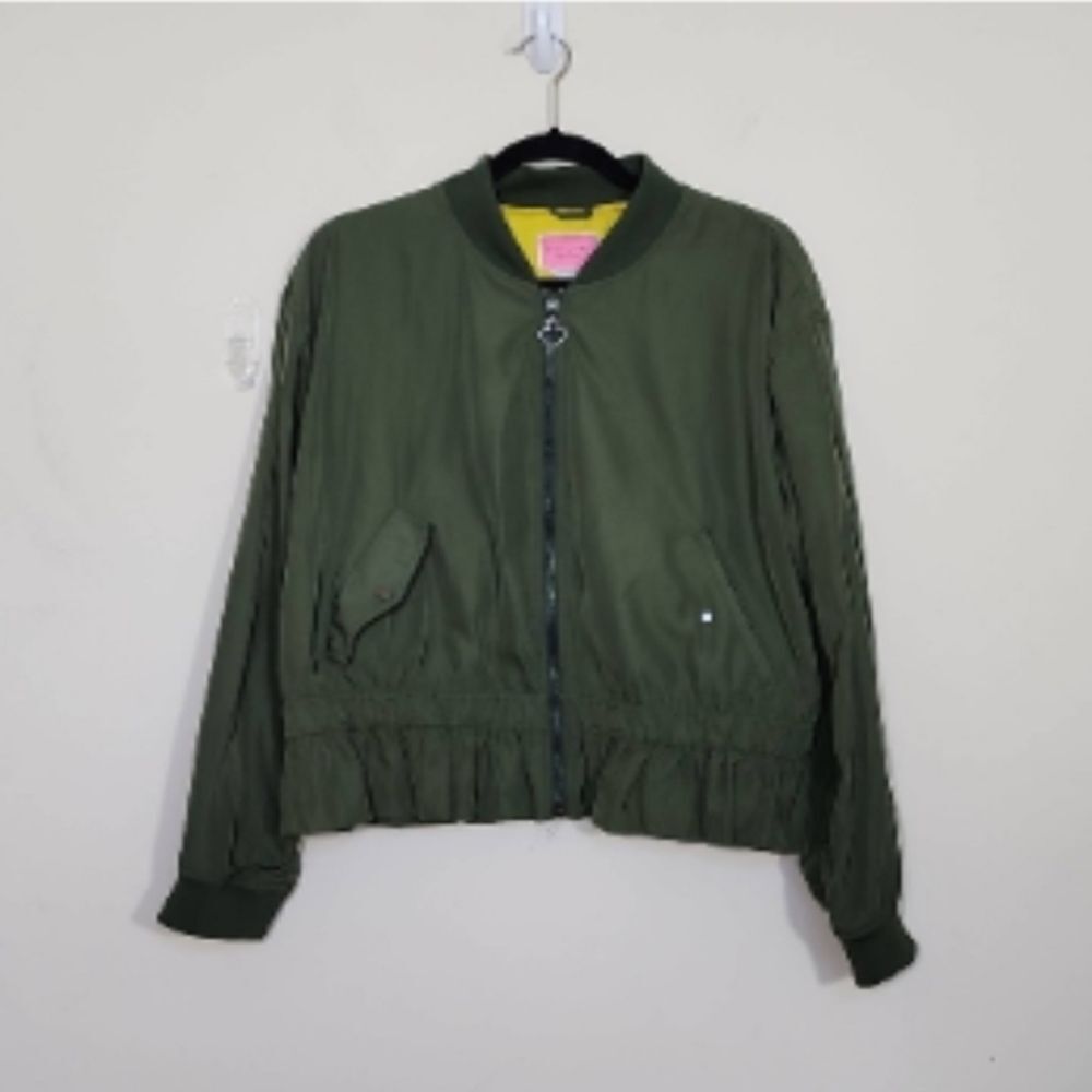 KATE spade new york green full zip bomber peplum jacket size XL